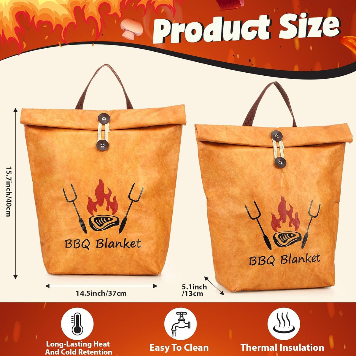 2pk BBQ Meat Resting Bag Insulated – Reusable Brisket Resting Blanket for Smoker & Grill