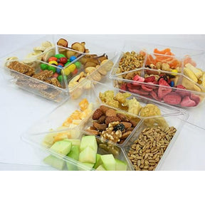3pk Disposable Clear Snack Tray Containers with Lid – 5-Compartment Food Organizer
