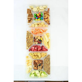 3pk Disposable Clear Snack Tray Containers with Lid – 5-Compartment Food Organizer