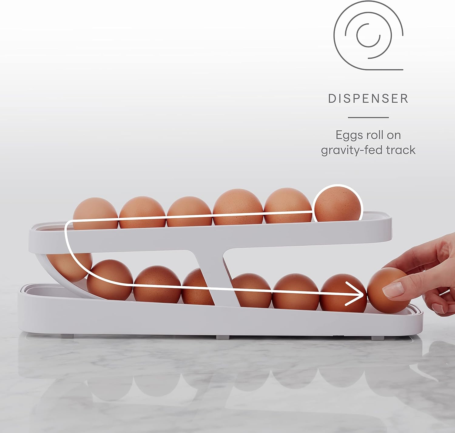 YouCopia RollDown™ Egg Dispenser – Space-Saving Rolling Egg Organizer for Refrigerator