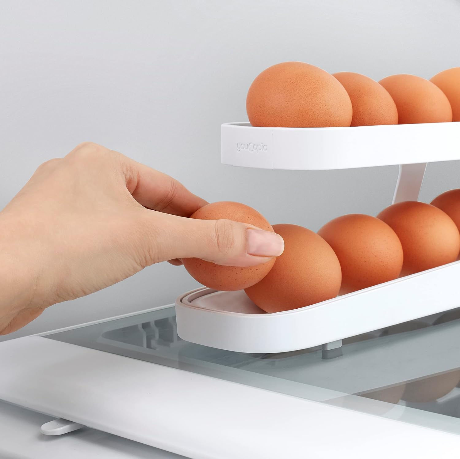 YouCopia RollDown™ Egg Dispenser – Space-Saving Rolling Egg Organizer for Refrigerator