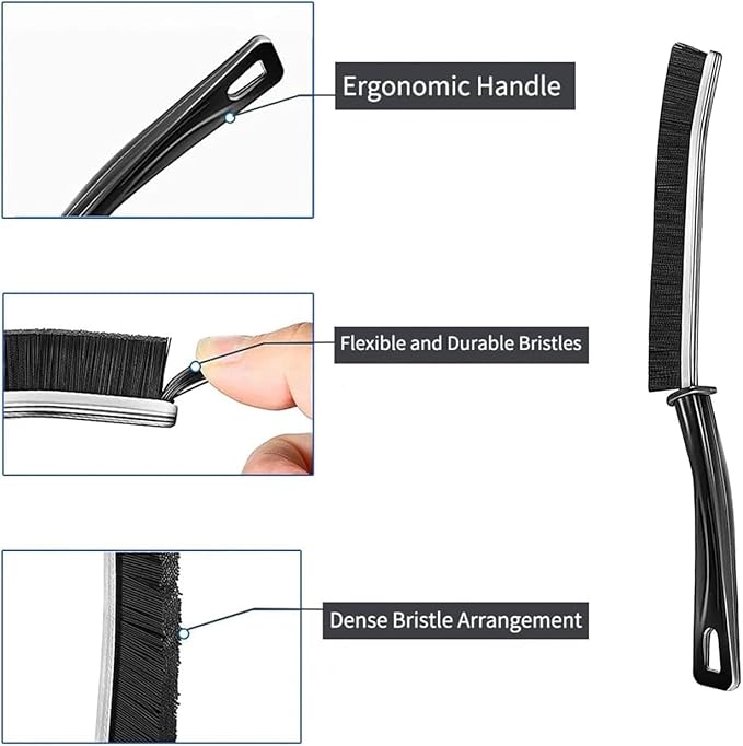 4pk Hard Bristle Crevice Cleaning Brush – 9″ Multi-Purpose Detail Brush