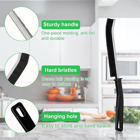 4pk Hard Bristle Crevice Cleaning Brush – 9″ Multi-Purpose Detail Brush