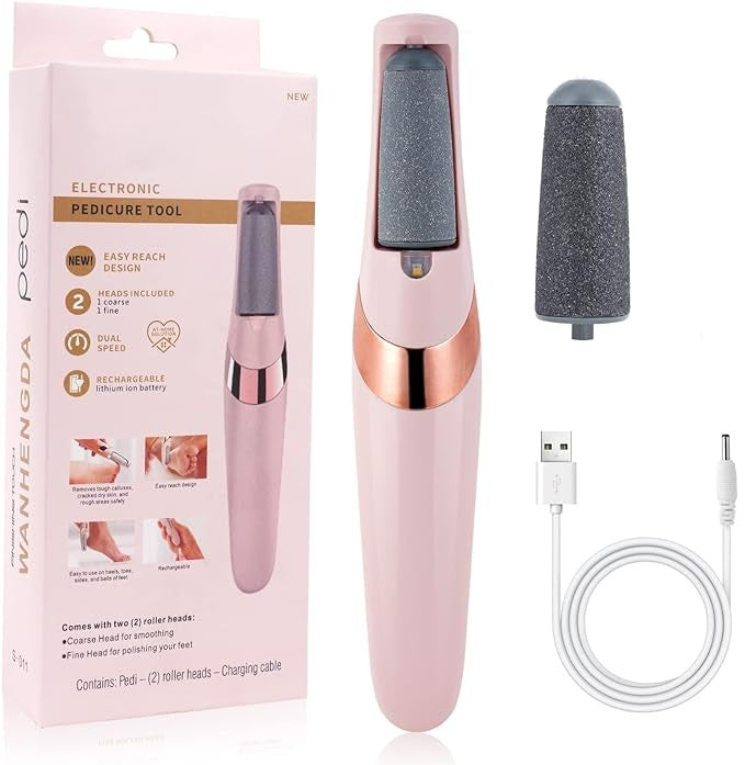 Electric Foot File – USB Rechargeable Foot Callus Remover with LED Light