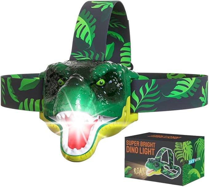 Dinosaur Headlamp for Kids with Roaring Sound & LED Light
