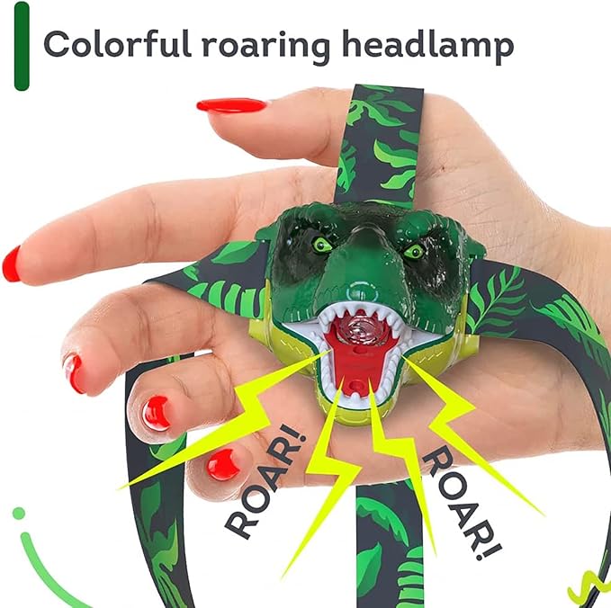Dinosaur Headlamp for Kids with Roaring Sound & LED Light