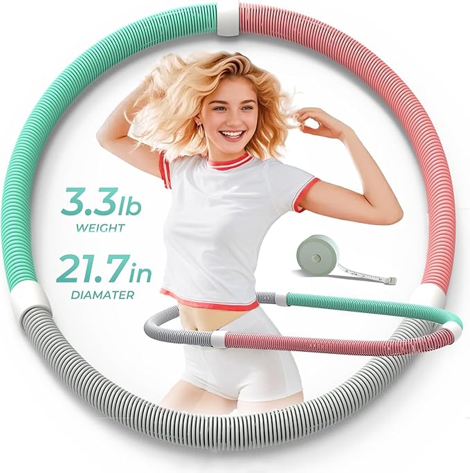 Infinity Hoop Weighted Hula Hoop for Weight Loss – Foldable Spring Fitness Hoop