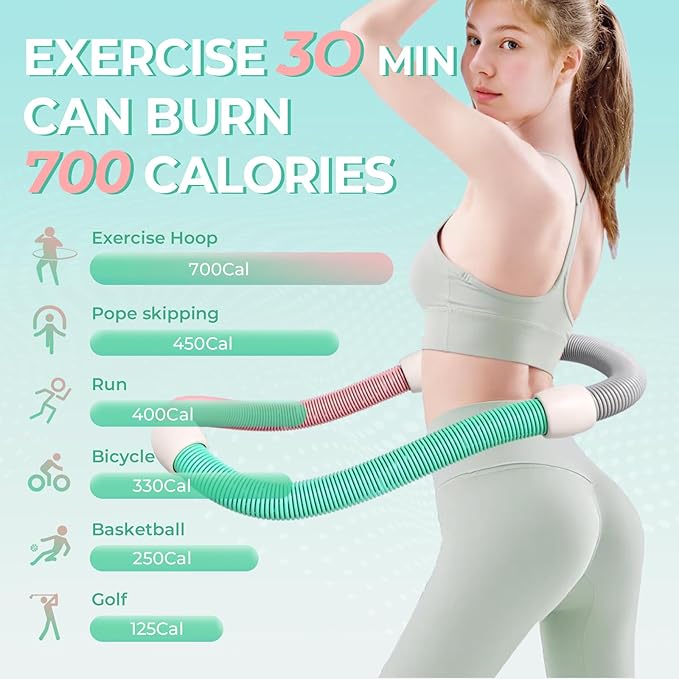 Infinity Hoop Weighted Hula Hoop for Weight Loss – Foldable Spring Fitness Hoop
