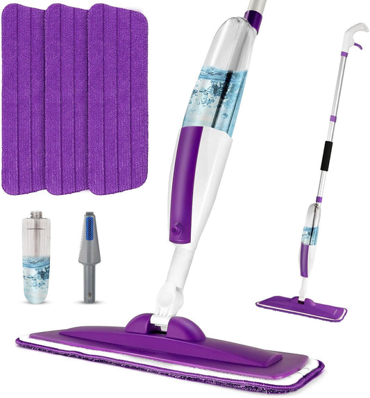 Floor Cleaning Spray Mop with 14oz Refillable Bottle & Microfiber Pads