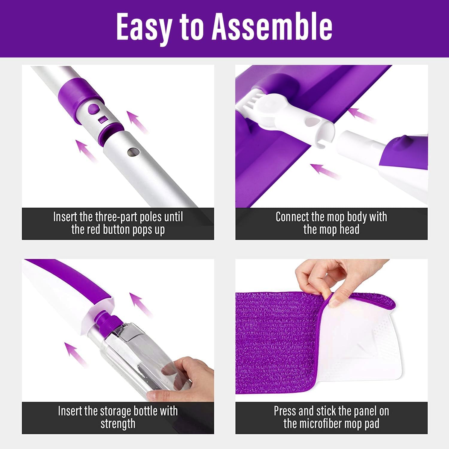 Floor Cleaning Spray Mop with 14oz Refillable Bottle & Microfiber Pads