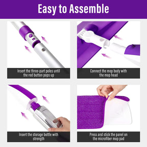 Floor Cleaning Spray Mop with 14oz Refillable Bottle & Microfiber Pads