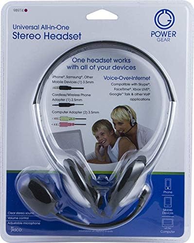 Power Gear Universal Over-Ear Wired Headphones with Microphone For Work, Gaming