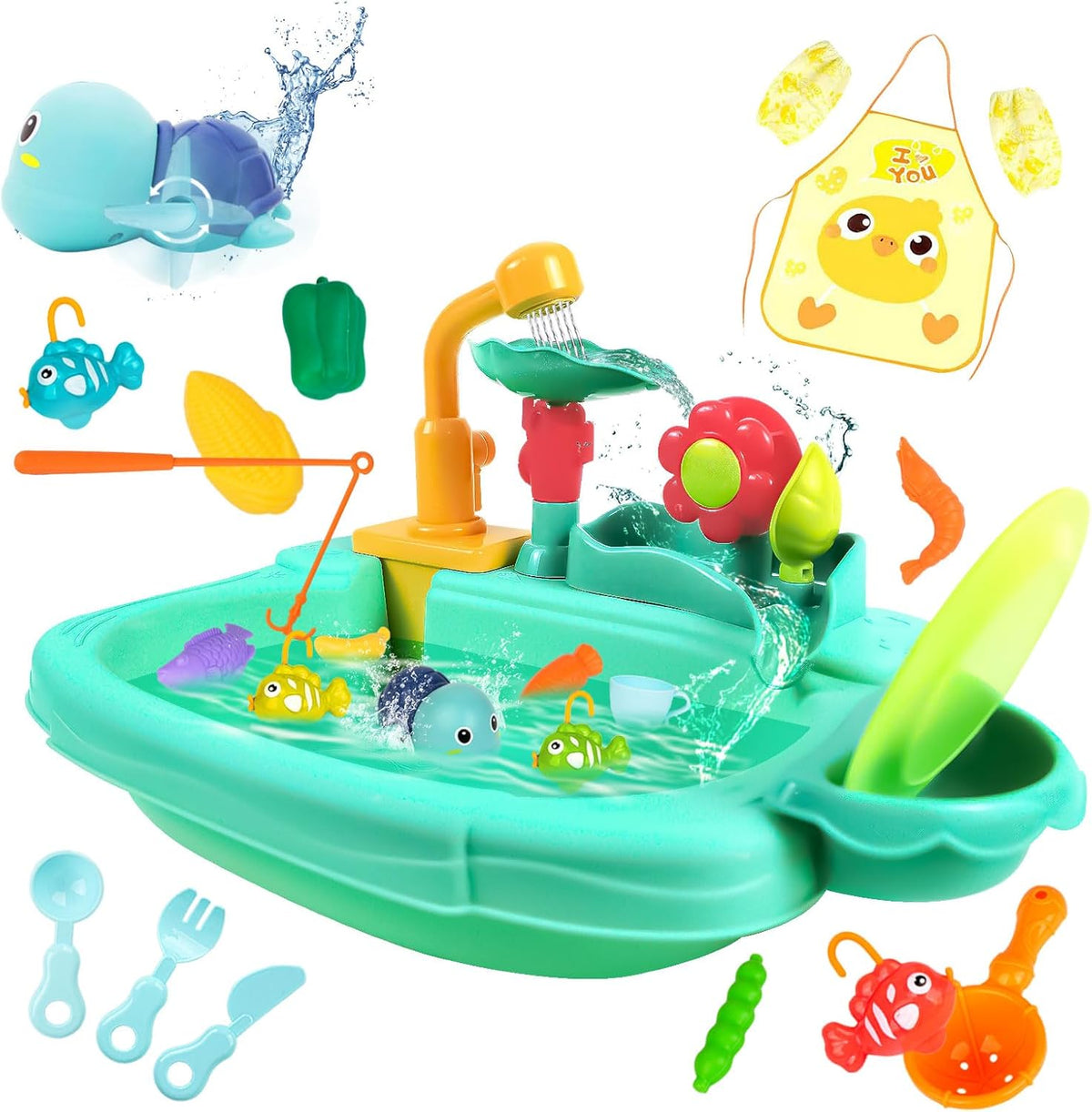 Kids Play Sink with Running Water – Electric Mini Water Table Kitchen Toy Set