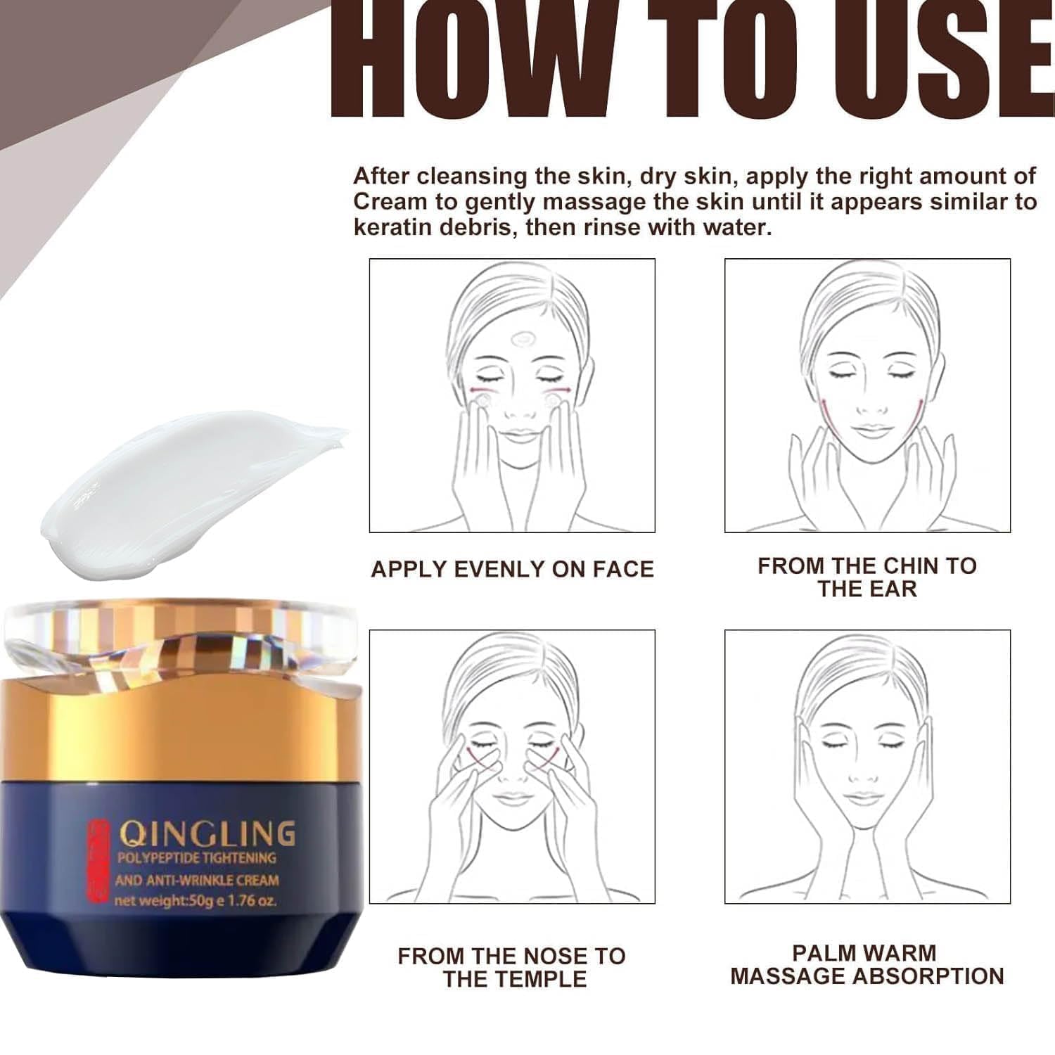 Qingling Anti-Wrinkle Face Cream with Peptides – Firming & Tightening Moisturizing Anti-Aging Cream