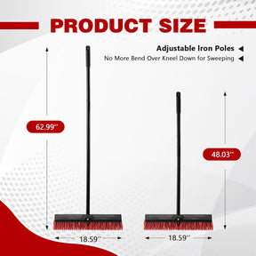 18″ Heavy Duty Outdoor Push Broom with 63″ Long Handle – Stiff Bristle Cleaning Brush