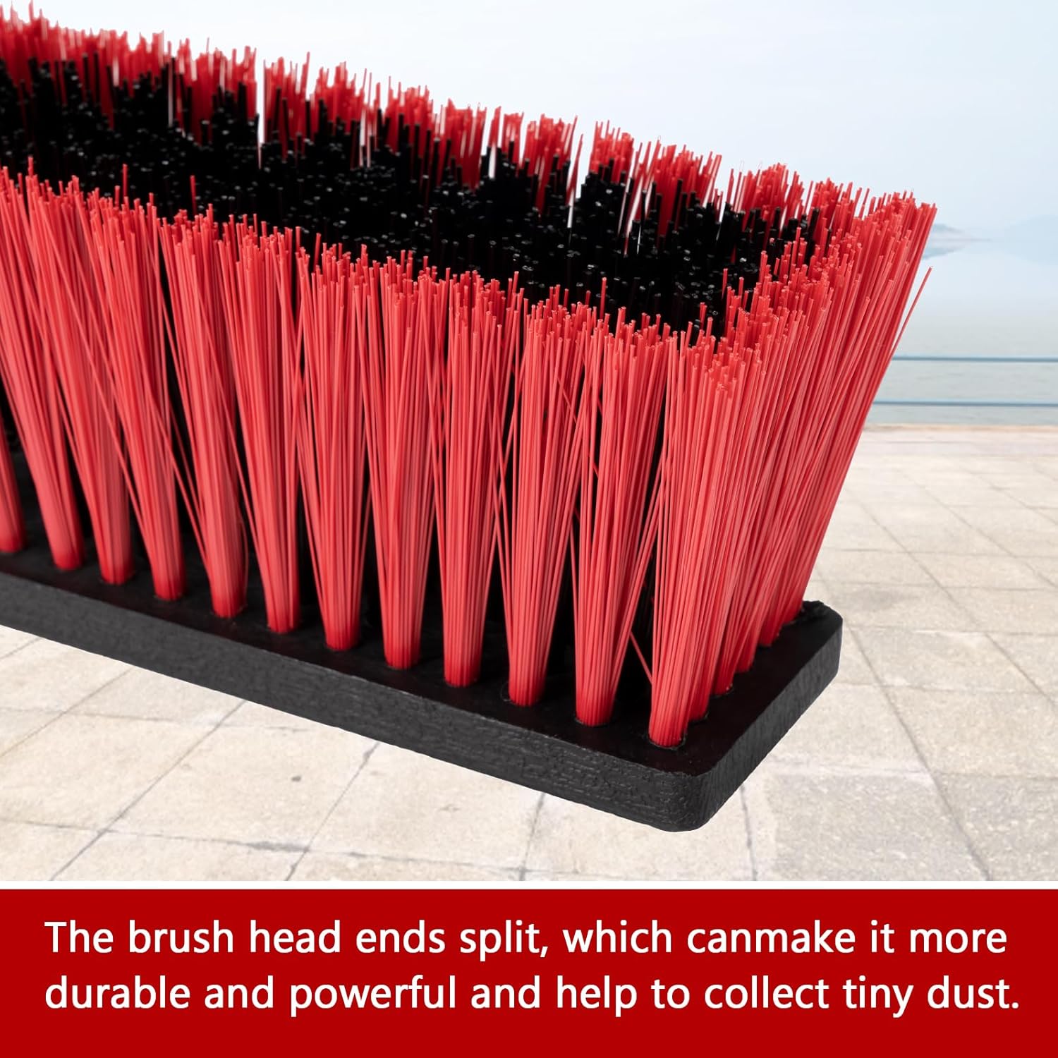 18″ Heavy Duty Outdoor Push Broom with 63″ Long Handle – Stiff Bristle Cleaning Brush