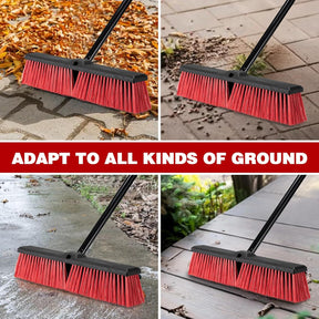 18″ Heavy Duty Outdoor Push Broom with 63″ Long Handle – Stiff Bristle Cleaning Brush