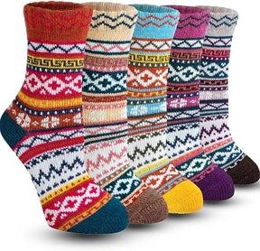 5pk Women’s Nordic Wool Knit Socks – Cozy Winter Boot Socks Size 5-9