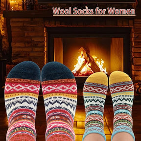 5pk Women’s Nordic Wool Knit Socks – Cozy Winter Boot Socks Size 5-9