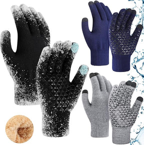 3pk Waterproof Winter Touchscreen Gloves for Men – Thermal Knit Cold Weather Gloves