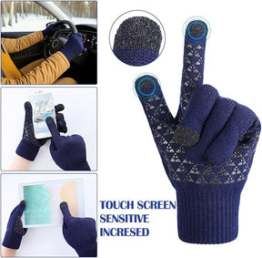 3pk Waterproof Winter Touchscreen Gloves for Men – Thermal Knit Cold Weather Gloves