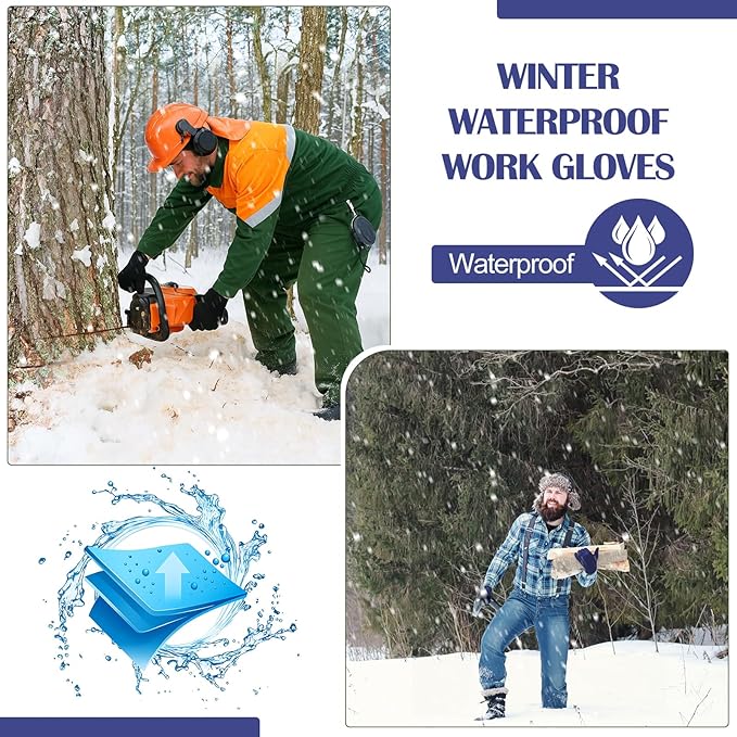 3pk Waterproof Winter Touchscreen Gloves for Men – Thermal Knit Cold Weather Gloves