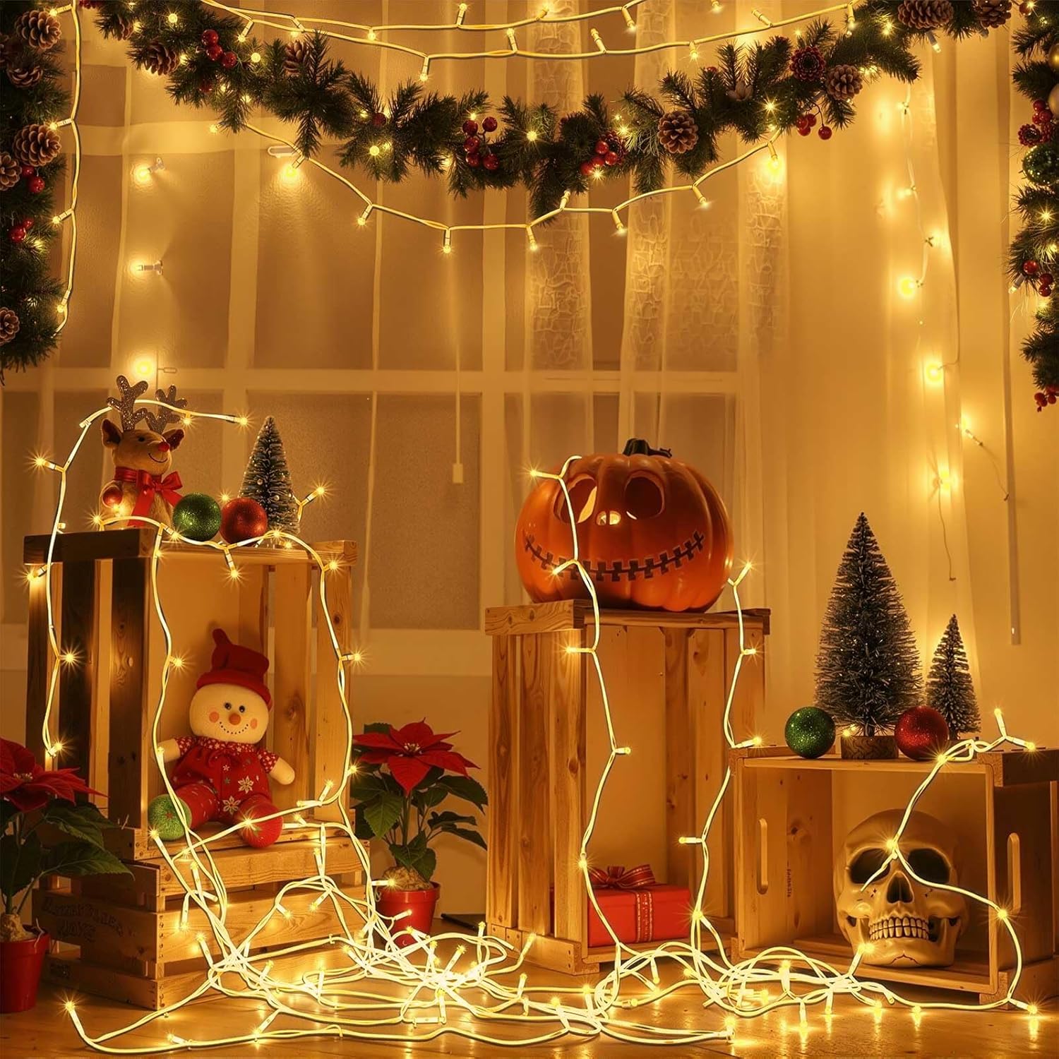 6pk Battery Operated String Lights with Timer - 99FT 300 LED Waterproof Fairy Lights