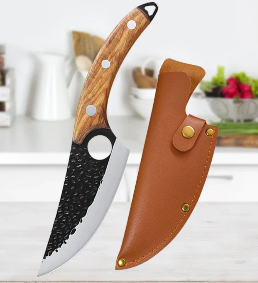 Hand Forged Stainless Steel Meat Cleaver Knife With Rosewood Handle