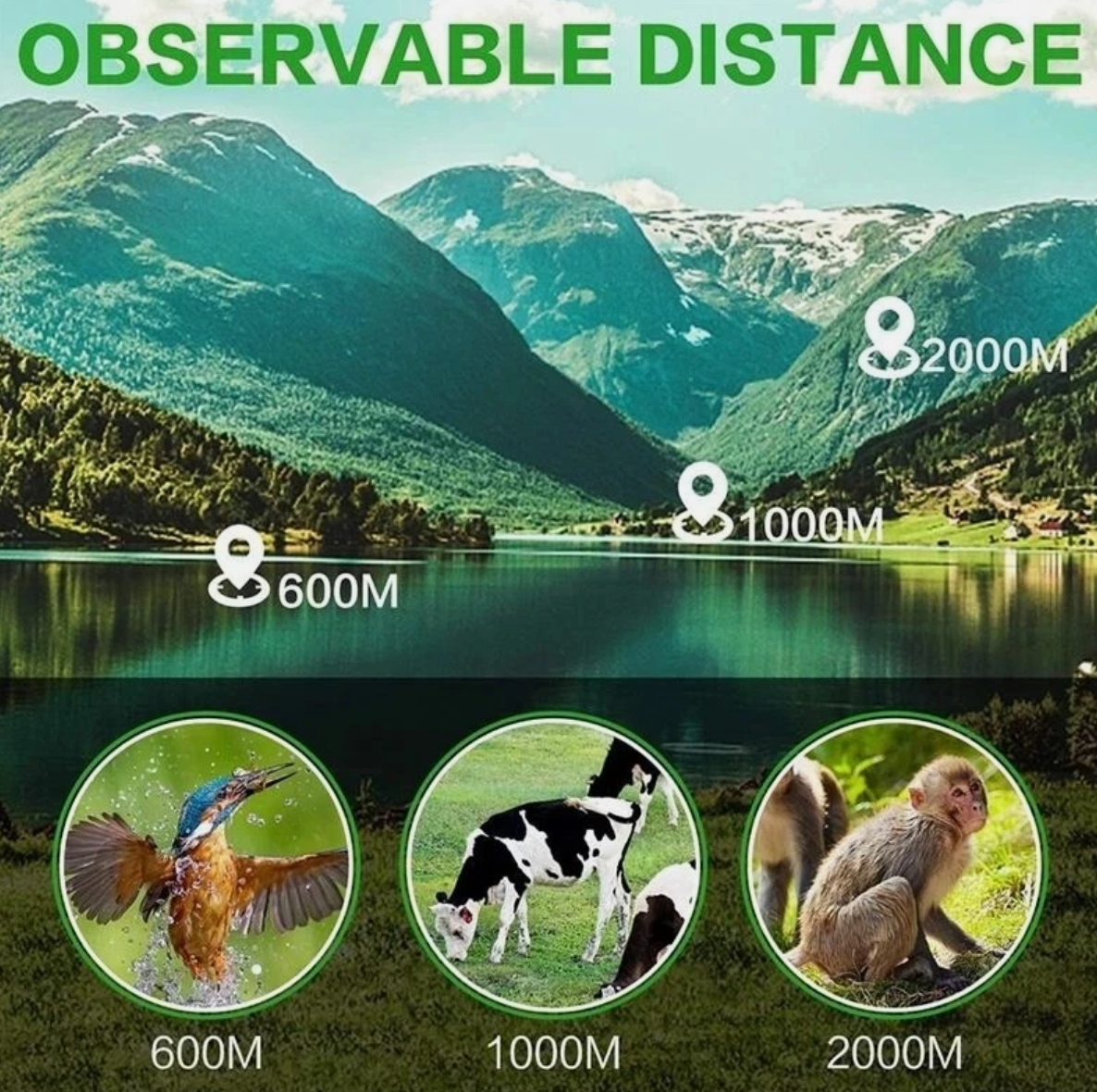 16x52 High Power Monocular Telescope – Long Range Hiking & Hunting Scope