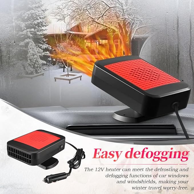 12V Car Heater & Windshield Defroster – 200W Fast Heating Fan for Defrosting, Deicing