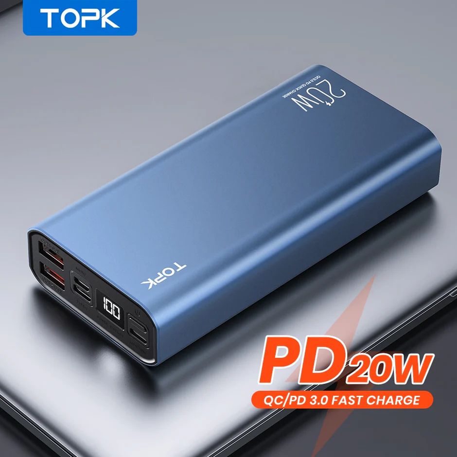 TOPK 20000mAh Portable Power Bank – 20W Fast Charging External Battery Charger