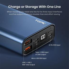 TOPK 20000mAh Portable Power Bank – 20W Fast Charging External Battery Charger