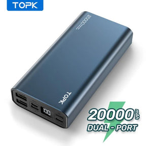 TOPK 20000mAh Portable Power Bank – 20W Fast Charging External Battery Charger