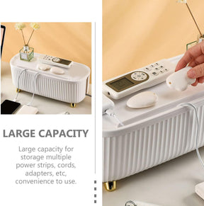 Tidy Cable Management Box Organizer with Gold Legs – Power Strip & Cord Storage Box