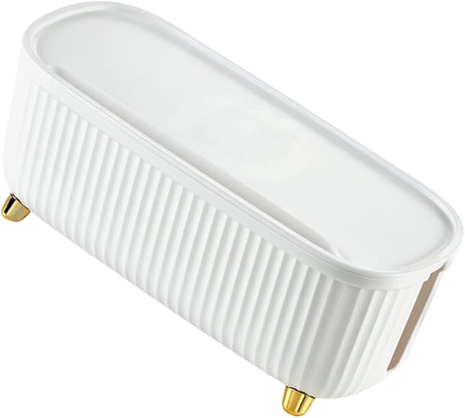 Tidy Cable Management Box Organizer with Gold Legs – Power Strip & Cord Storage Box