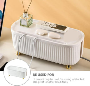 Tidy Cable Management Box Organizer with Gold Legs – Power Strip & Cord Storage Box