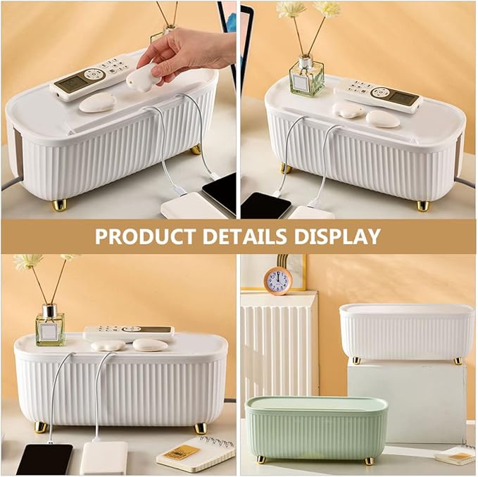 Tidy Cable Management Box Organizer with Gold Legs – Power Strip & Cord Storage Box