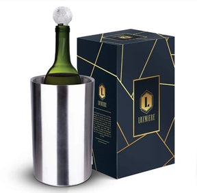Luxmiere Insulated Stainless Steel Wine Chiller with Crystal Wine Stopper