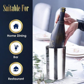 Luxmiere Insulated Stainless Steel Wine Chiller with Crystal Wine Stopper