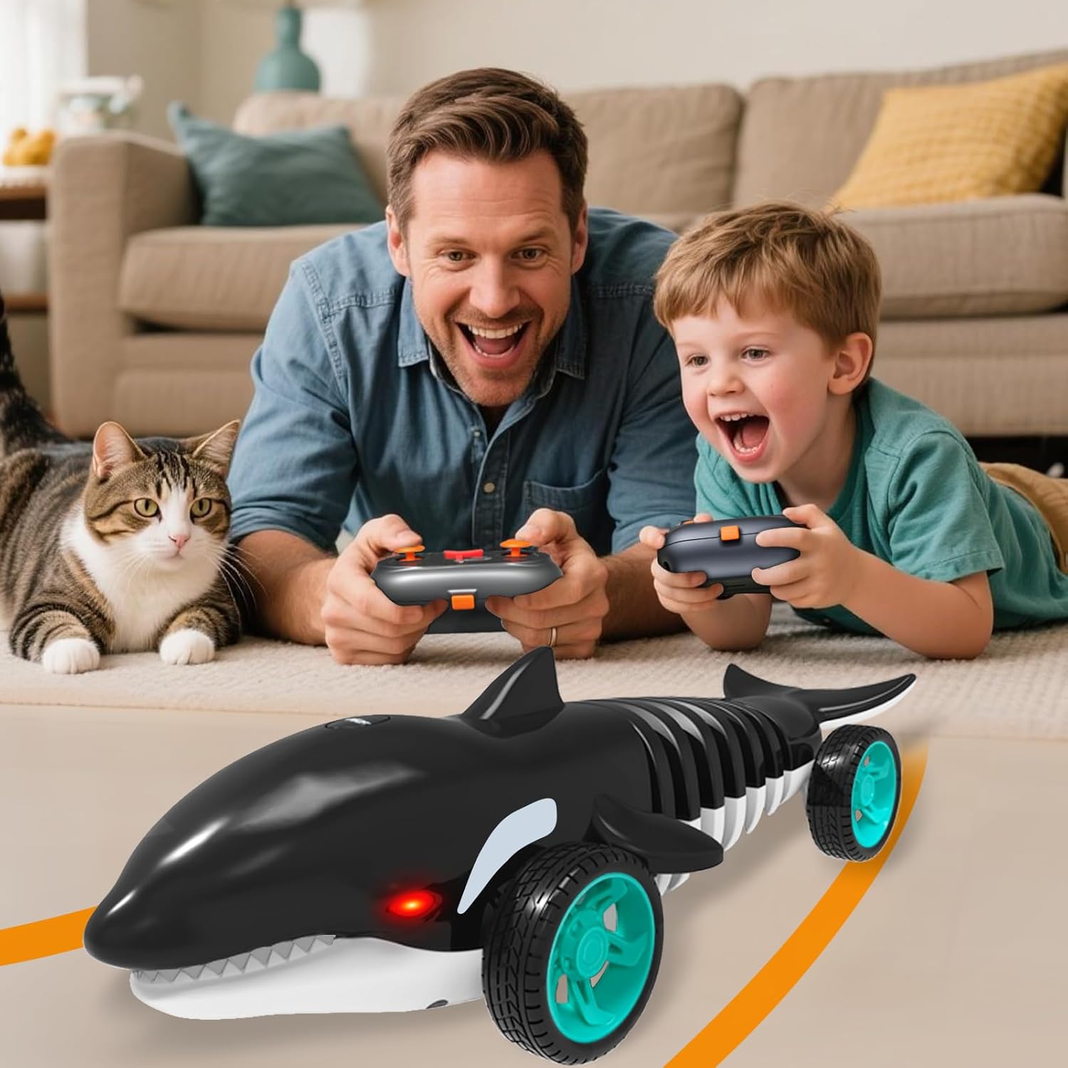 Remote Control Shark Toy Car for Kids – 360° Spins, Indoor & Outdoor RC Toy