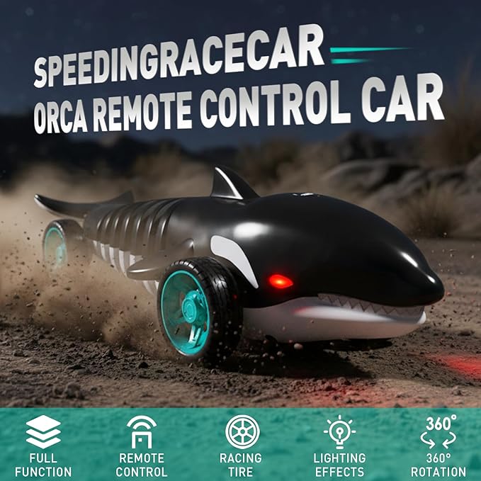 Remote Control Shark Toy Car for Kids – 360° Spins, Indoor & Outdoor RC Toy