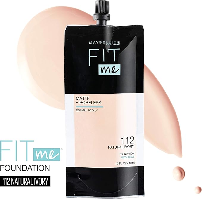Maybelline Fit Me Matte + Poreless Foundation – Natural Ivory, 1.3 fl oz