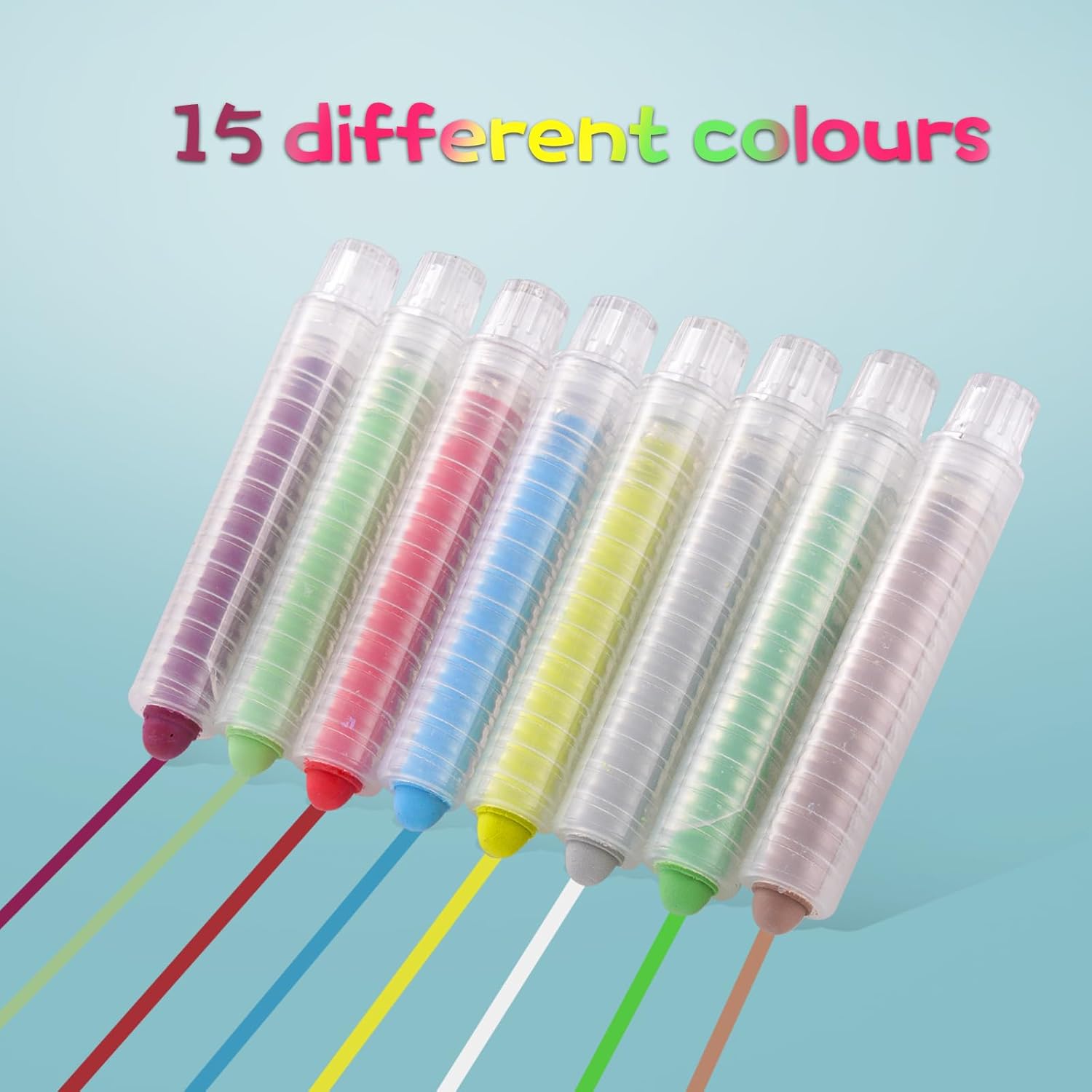 15 Piece Dustless Washable Kids Chalk Set – Non-Toxic Sidewalk & Blackboard Chalk with Eraser