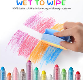 15 Piece Dustless Washable Kids Chalk Set – Non-Toxic Sidewalk & Blackboard Chalk with Eraser
