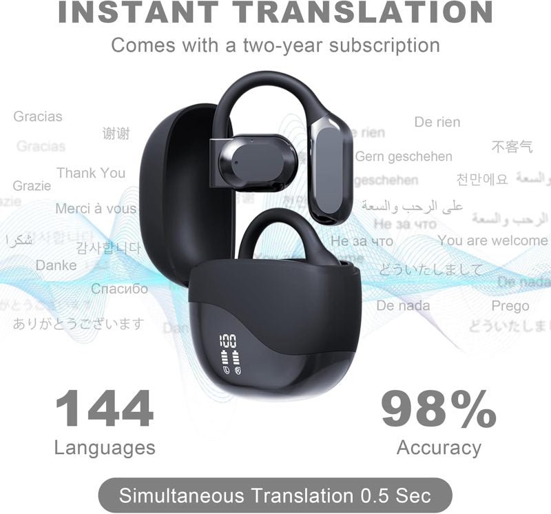 AI Powered Translator Earbuds – Real-Time 144 Language Translation – Bluetooth for iOS & Android