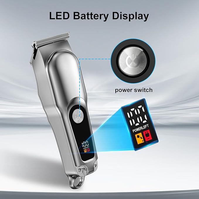 Professional Hair Clippers and Trimmers Set - Cordless Clipper Kit with LCD Display