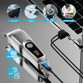 Professional Hair Clippers and Trimmers Set - Cordless Clipper Kit with LCD Display