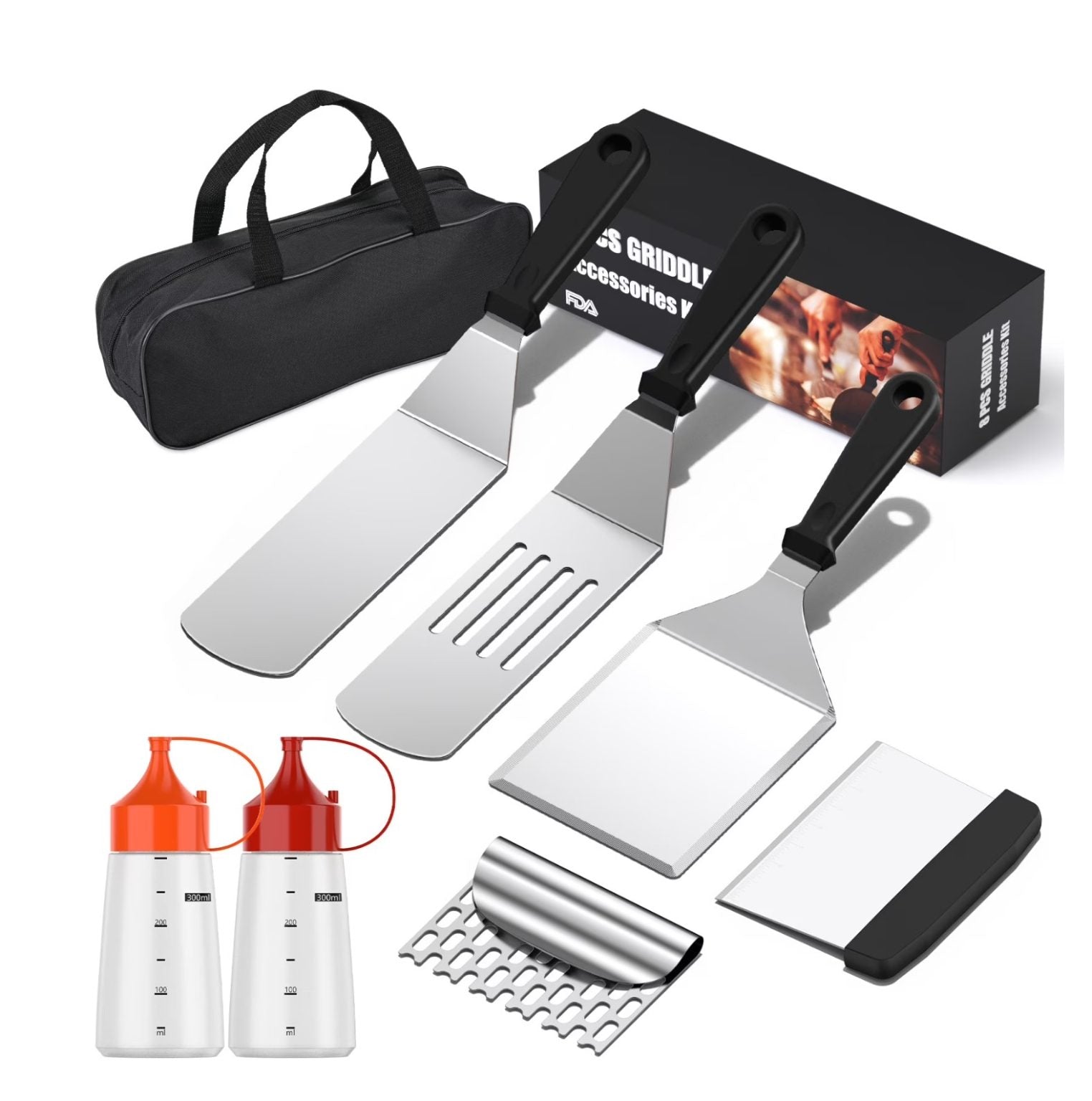 8pc Stainless Steel Griddle Tool Set - Blackstone Accessories Kit