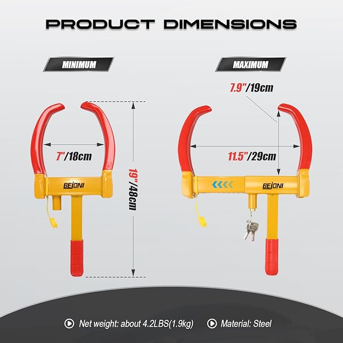 Universal Trailer Wheel Lock Clamp Anti Theft Tire Lock Heavy Duty