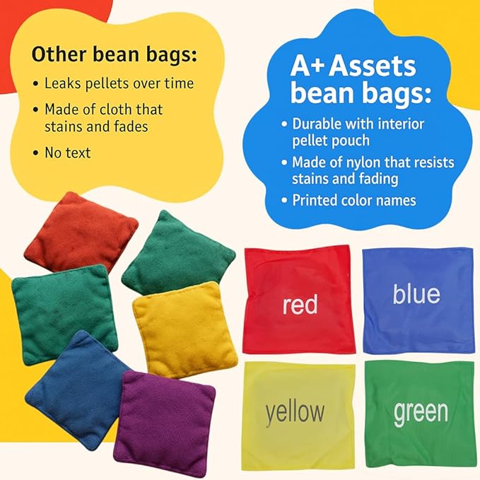 10pc Kids Color Bean Bags Set – Educational Bean Bags for Color Learning